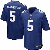 Nike Men & Women & Youth Giants #5 Weatherford Blue Team Color Game Jersey,baseball caps,new era cap wholesale,wholesale hats